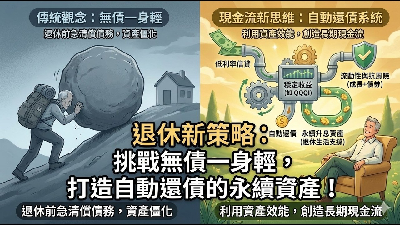 不急於在退休前清償貸款，而是利用低利率信貸投入具備穩定收益的金融工具，藉此構建一個能自動還債的系統!#富人思維 #財富自由 #被動收入