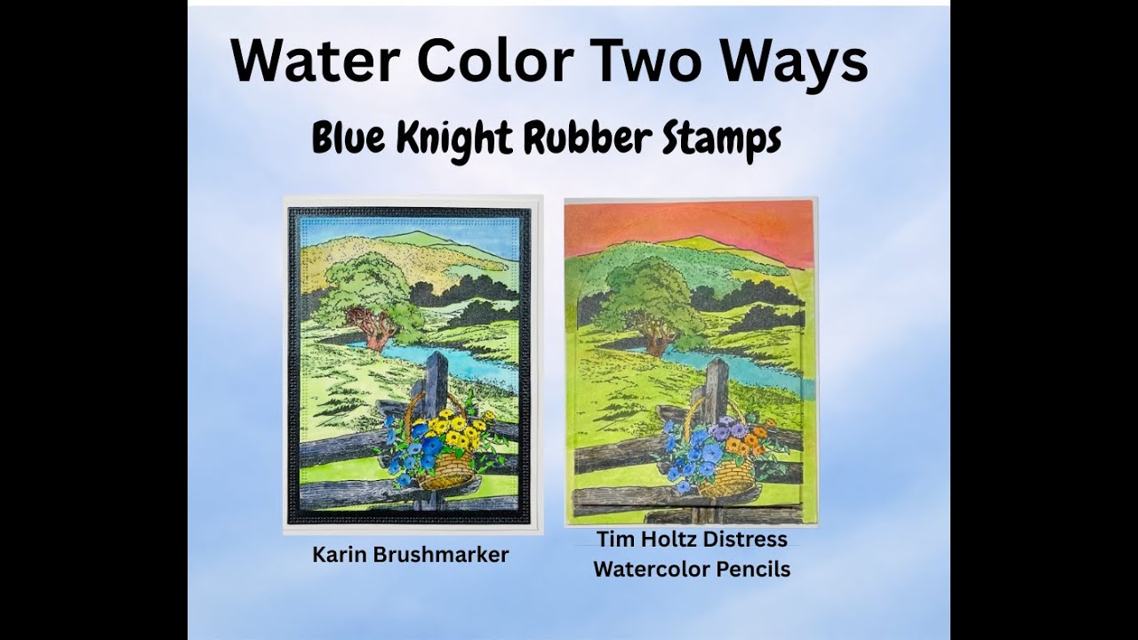Water Coloring with Distress Watercolor Pencils and Karin Markers | Blue Knight Rubber Stamps