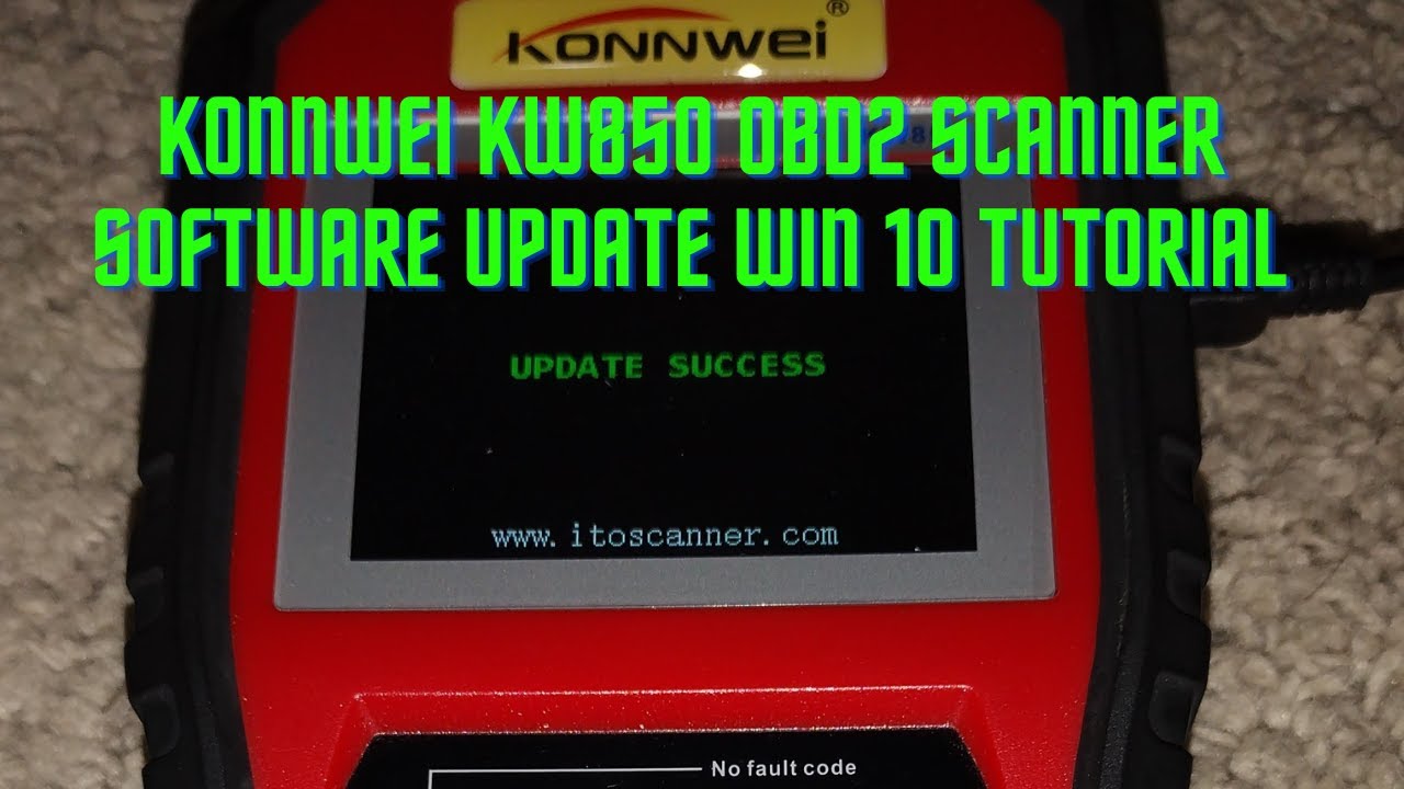 Software update OBD2 KONNWEI KW850 scanner or similar model using WIN 10 on a laptop or desktop PC