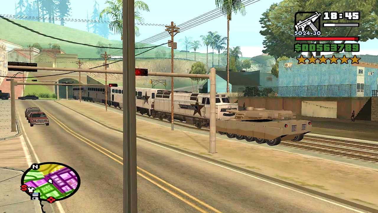 ⭐⭐⭐⭐⭐⭐SIX STARS WANTED LEVEL RAMPAGE WITH TANK | 6 STAR WANTED LEVEL ESCAPE IN GTA SAN ANDREAS