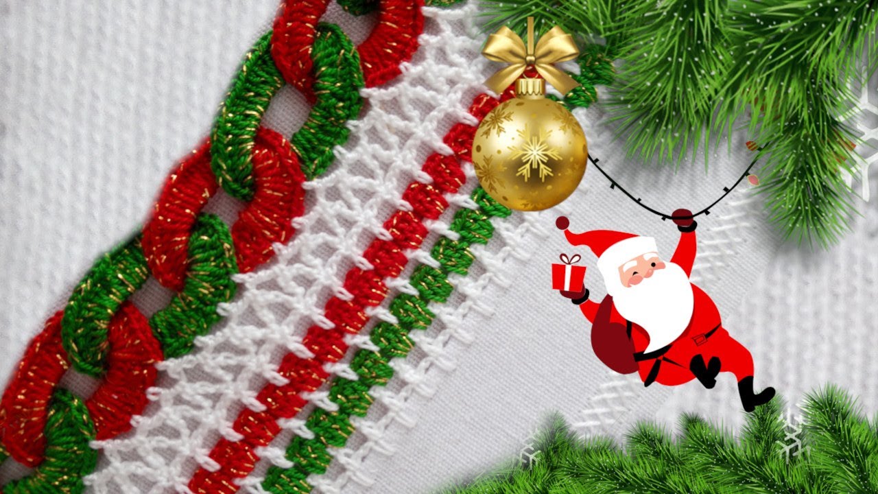 Bico de Crochê para Pano de Prato para o Natal em 3 cores - 479