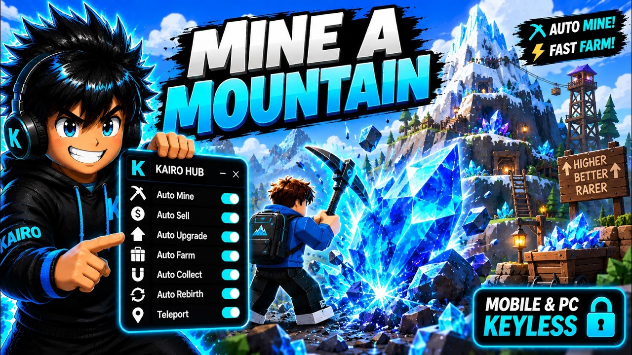 🎮 Mine a Mountain Script | Auto Farm, Auto Mine, Auto Crystal, Auto Sell & More | Mobile/PC