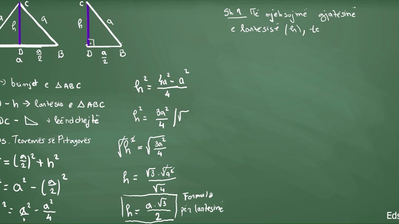 Matematikë | Klasa 7 | Periudha 2 | Zbatimi i T.  Pitagorës për lartesinë e trekëndëshit
