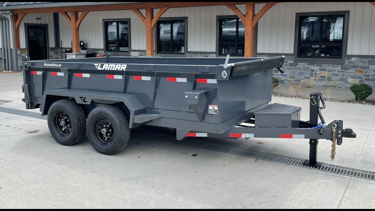 Lamar 77x12' Hydraulic Low Profile Dump Trailer 9990# GVW DM771225-HS2