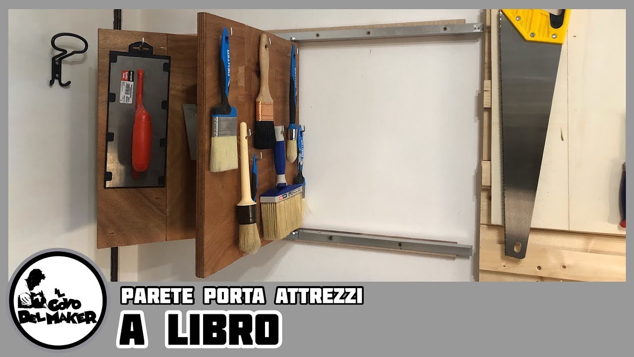 Parete porta attrezzi fai da te a libro.