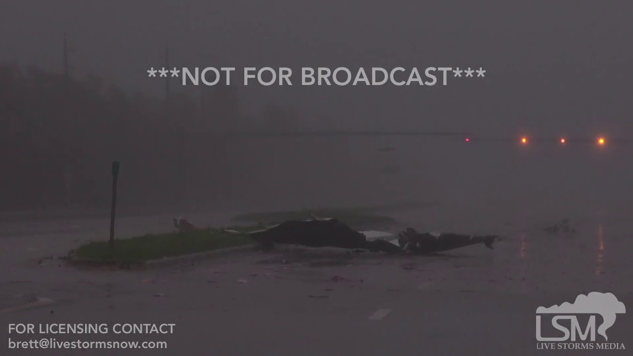 9-10-2017 Naples, FL Hurricane Irma eyewall, damage debris flying surge coming up fast