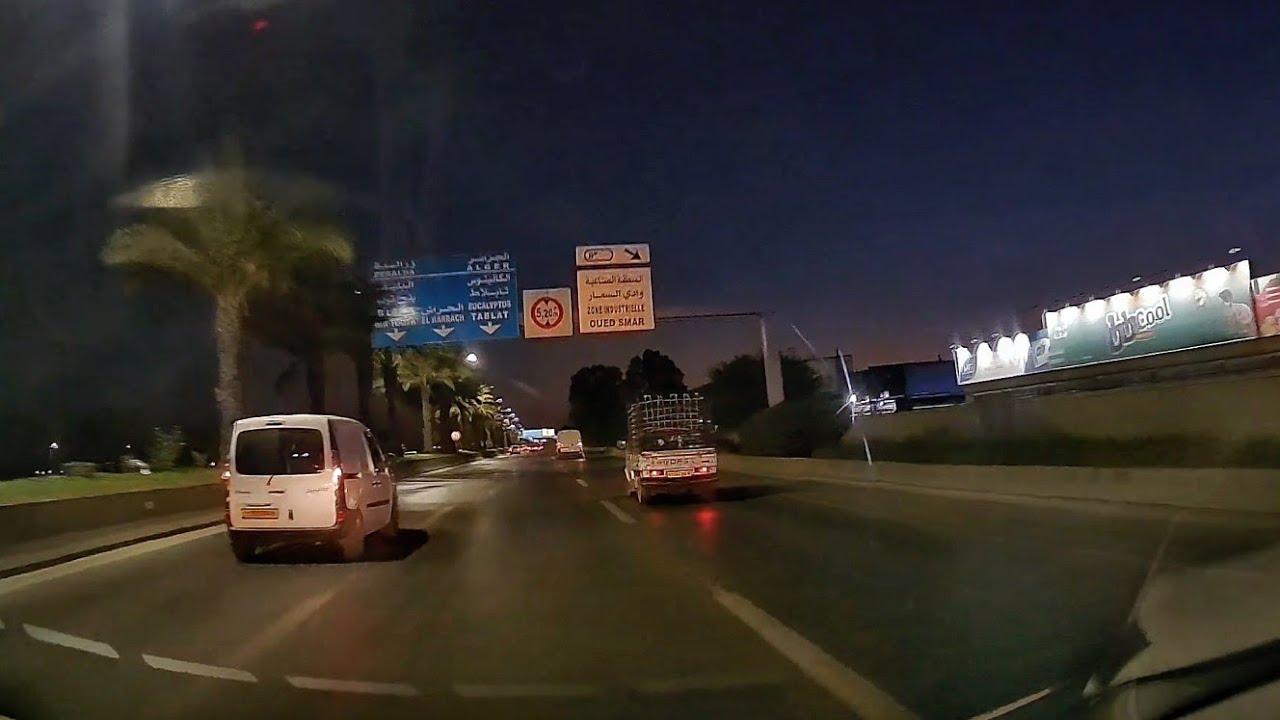Alger la nuit: Conduite de l'Aéroport via Dar El Beida au Stade Nelson Mandela de Beraki