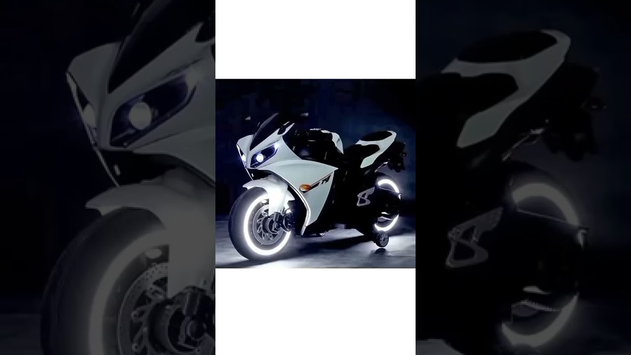 letzride Yamaha R1 Plastic Bike with chargeable Battery Operated Ride-on for Kds (White, 2-6 Years)