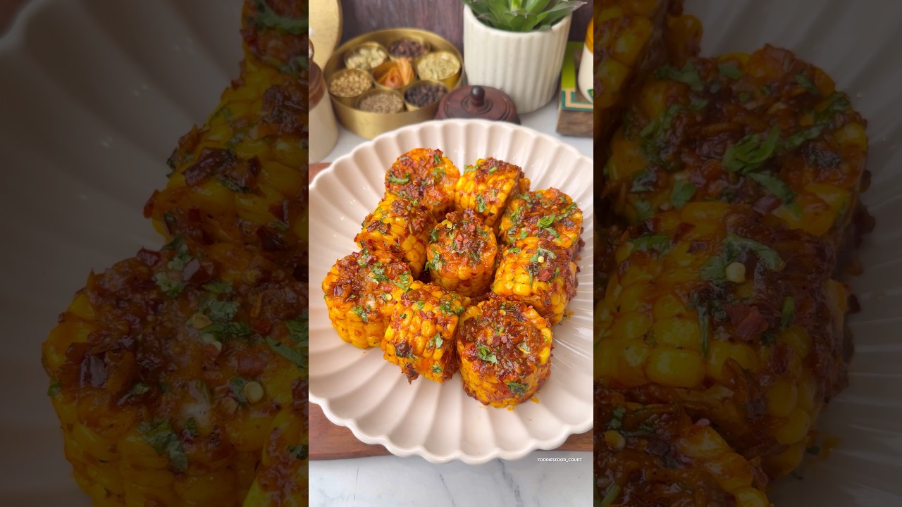 Spicy Garlic Masala Corn Recipe😍 #shorts #trending #viralvideo #corn
