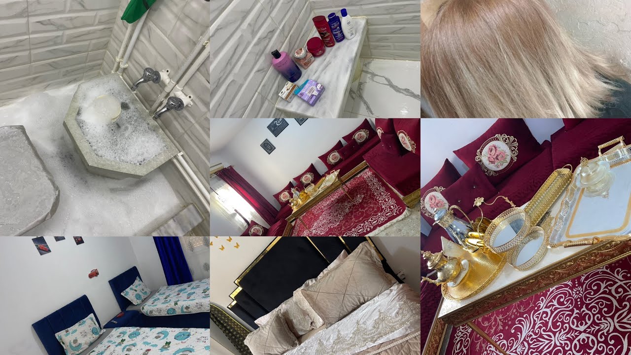 اخر تحضيرات العيد🌙اروع لون شعر درته في حياتي😍تنظيفات🧹🧼تحميمة العيد🛁🧖‍♀️اواني العيد