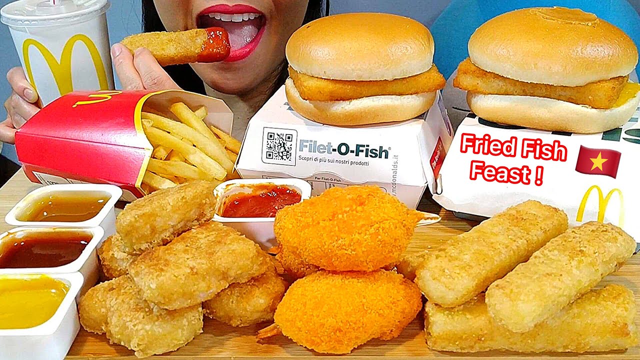 ASMR MCDONALD'S FILET-o-FISH MENU' + FRIED FISH FEAST 먹방 Eating Sounds