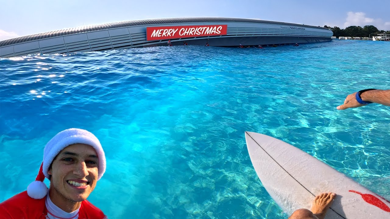 SURFING SANTAS IN THE WAVE POOL! (RAW POV)