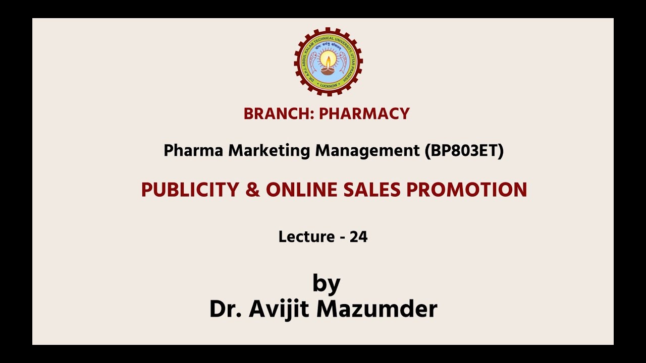 Pharma Marketing Management | Publicity & Online Sales Promotion | AKTU Digital Education