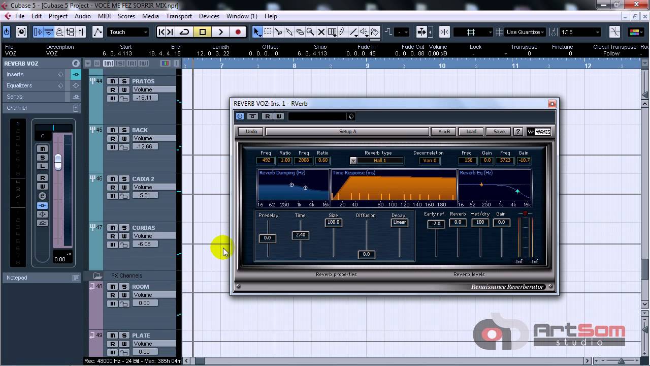Como Criar um Canal de Reverb no Cubase