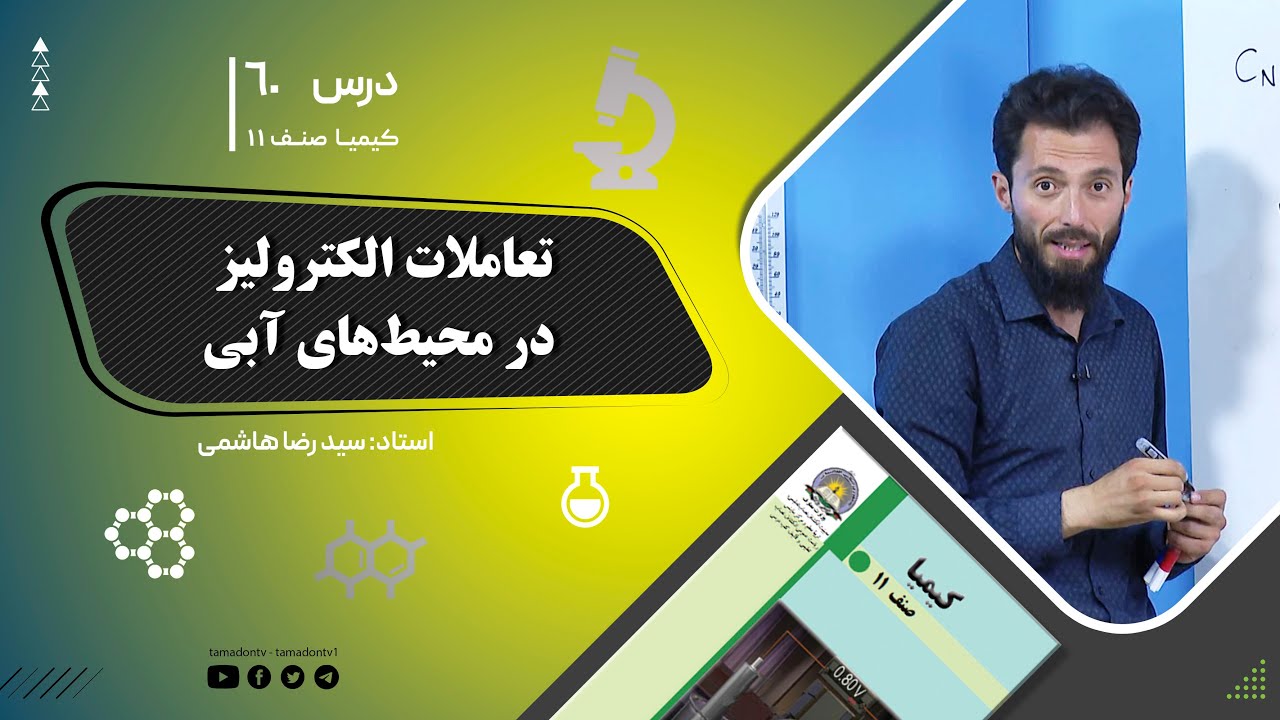 کیمیا صنف یازدهم– جلسه شصت – موضوع: تعاملات الکترولیز در محیط های آبی -17-8-1402