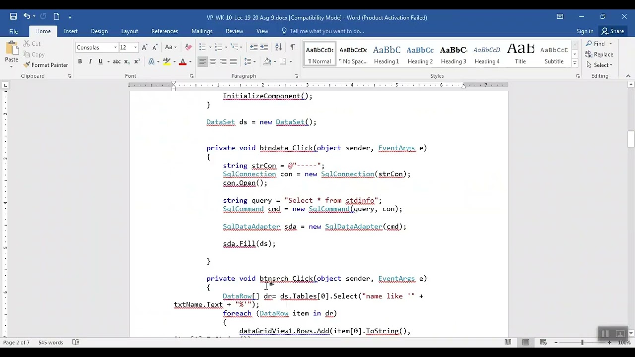 VP Wk 10  1 Data Search In Datatable Or Offline
