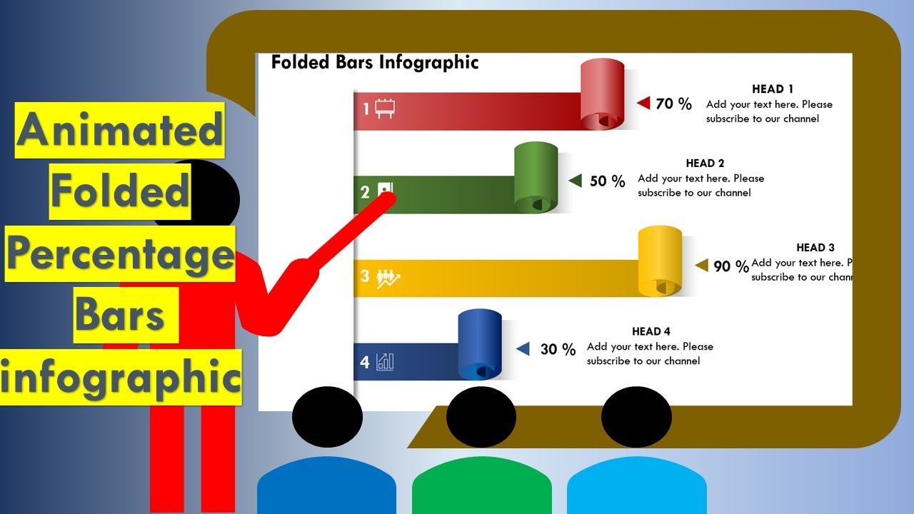 15. Animated Folded Percentage bars Infographic انفوجرافك لاعمدة النسب المطوية
