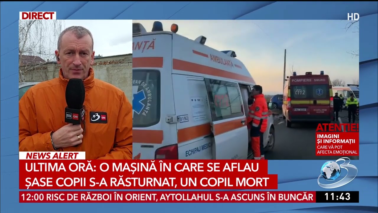 O mașină în care se aflau 6 copii s-a răsturnat. Un copil mort.