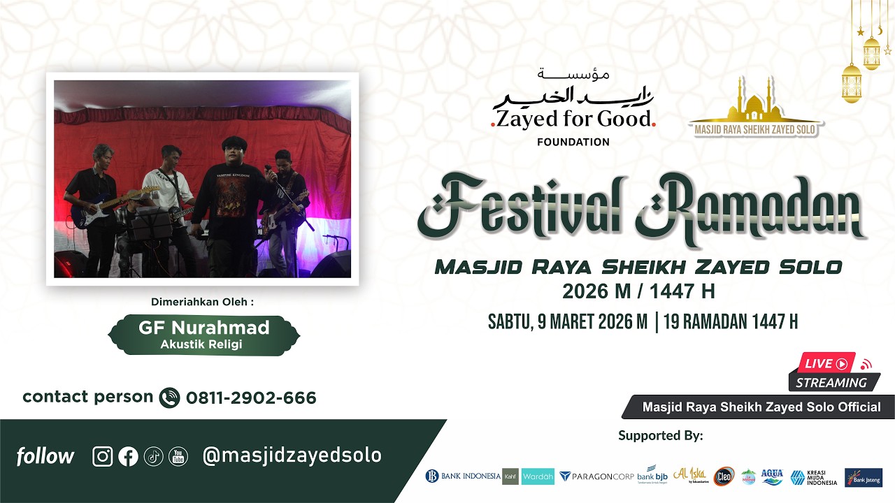 Festival Ramadan Day  20 Masjid Raya Sheikh Zayed Solo 1447H | 2026