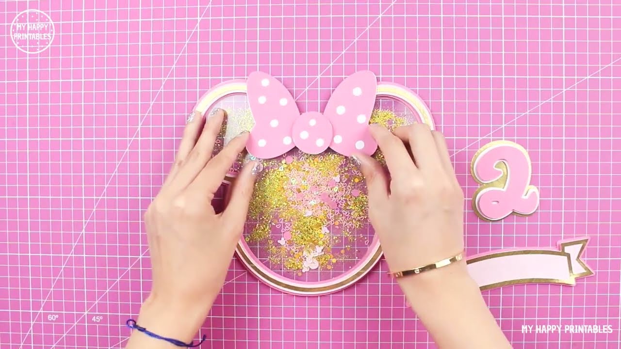 Minnie mouse cake topper assemble tutorial-Files for Cricut, Silhouette, pdf template to cut by hand
