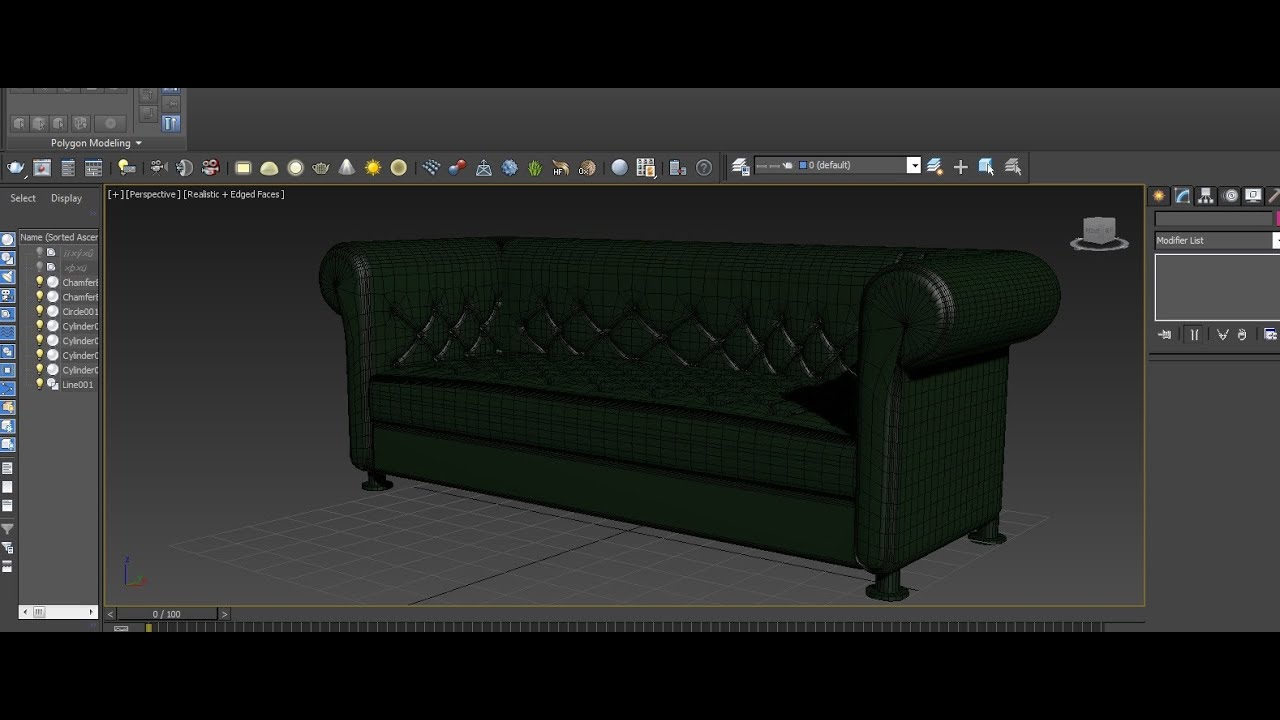 Tutorial on Modeling a Chesterfield Sofa in 3dsmax.