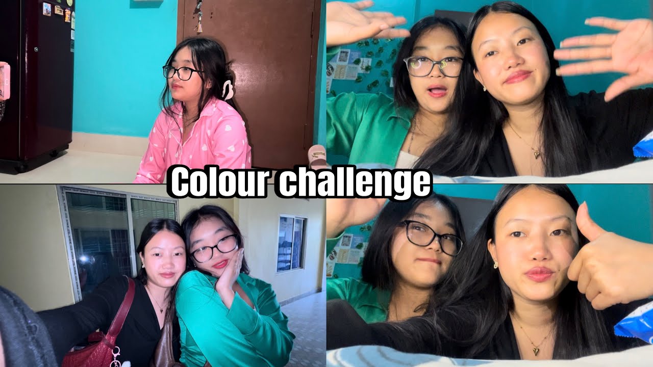 Colour challenge with sister | making chicken momo🎀 | 