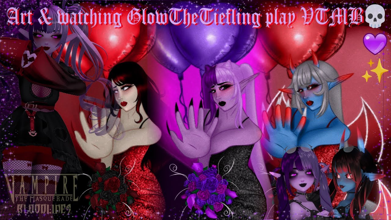 Late night art time? VDay Art YCH💀✨💜Goth Creature Games- #art #vtmb #latenightstream #ych #vgen
