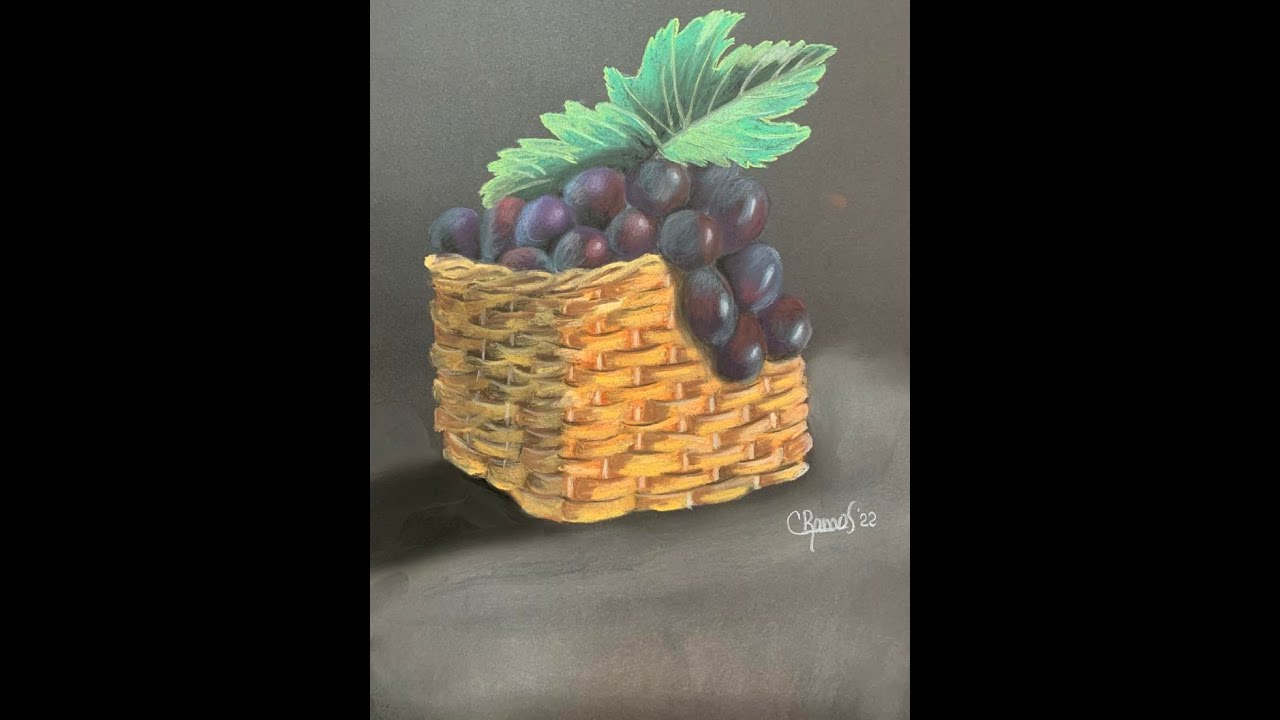 COMO PINTAR CESTO CON UVAS USANDO TIZAS PASTEL