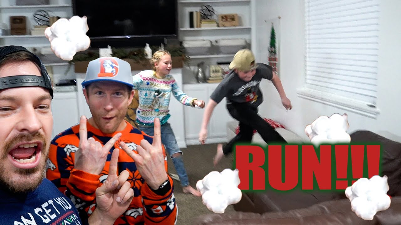 CHRISTMAS PARTY WITH FRIENDS TURNS INTO AN INDOOR SNOWBALL FIGHT!