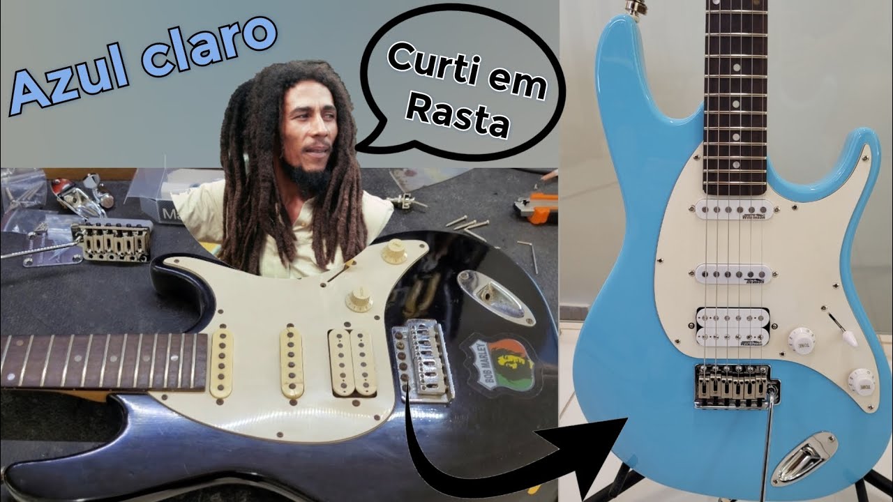 Guitarra Samick - Restauração / Pintura Azul Claro