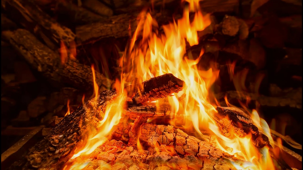 Beautiful, Winter Cozy Fire 🔥 Calm Ambience for Sleep & Relaxation 4K, 12 hours