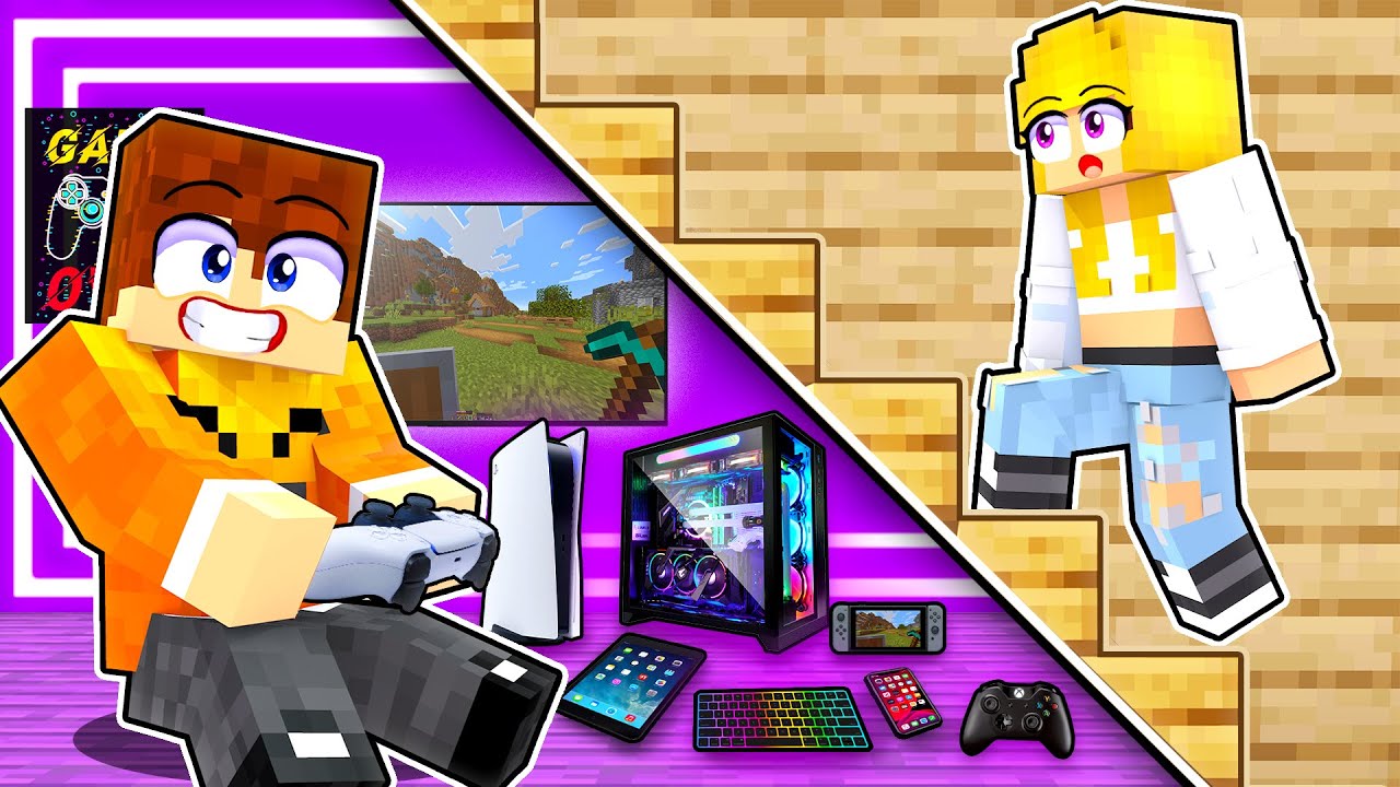 ZBUDOWAŁEM SEKRETNY GAMINGOWY POKÓJ POD SCHODAMI MOJEJ DZIEWCZYNY w Minecraft!