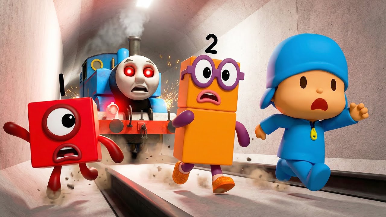 Numberblocks & Pocoyo ESCAPE EVIL THOMAS The Train in Roblox The Tunnel 2