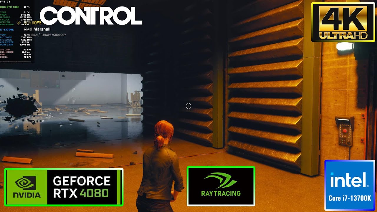 Control RTX 4080  i7 13700K 4K Ultra Settings DLSS RT High