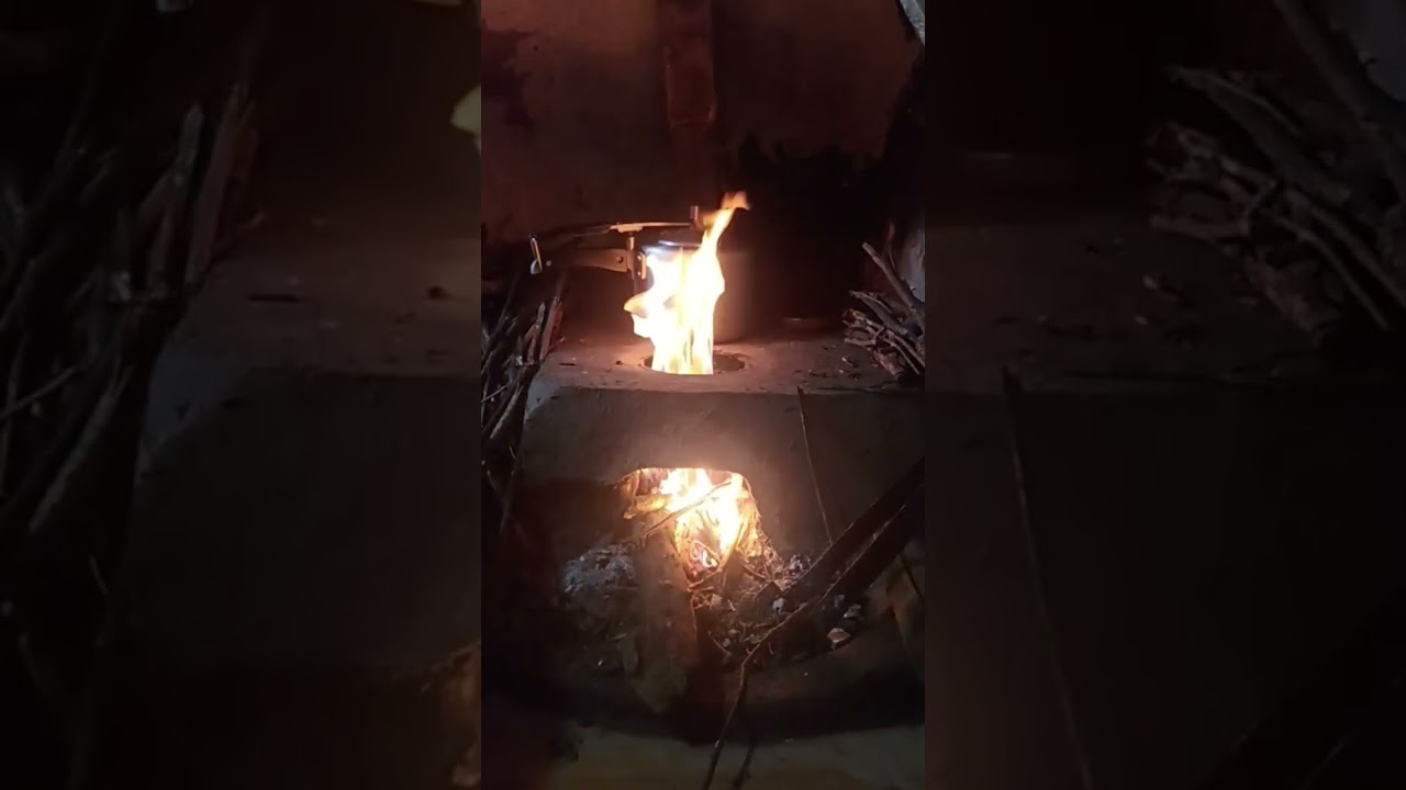 Cooking on a mud stove