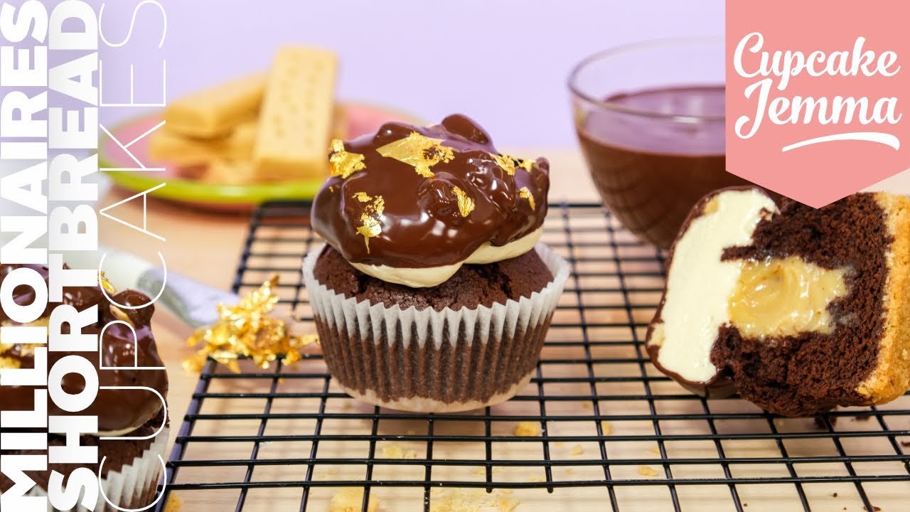 Decadent Millionaires Shortbread Cupcakes Recipe with Gold Leaf! | Cupcake Jemma
