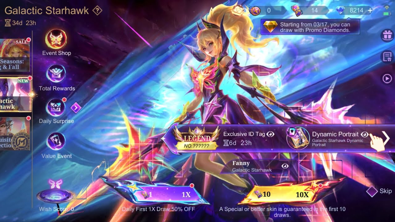 Fanny New Legend Skin Draw | Galactic Starhawk | How many diamonds 💎 ??
