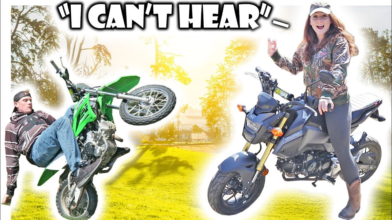MY GIRLFRIEND'S REACTION TO MY INSANE GROM EXHAUST!! | KLX110L Pit Bike Adventures