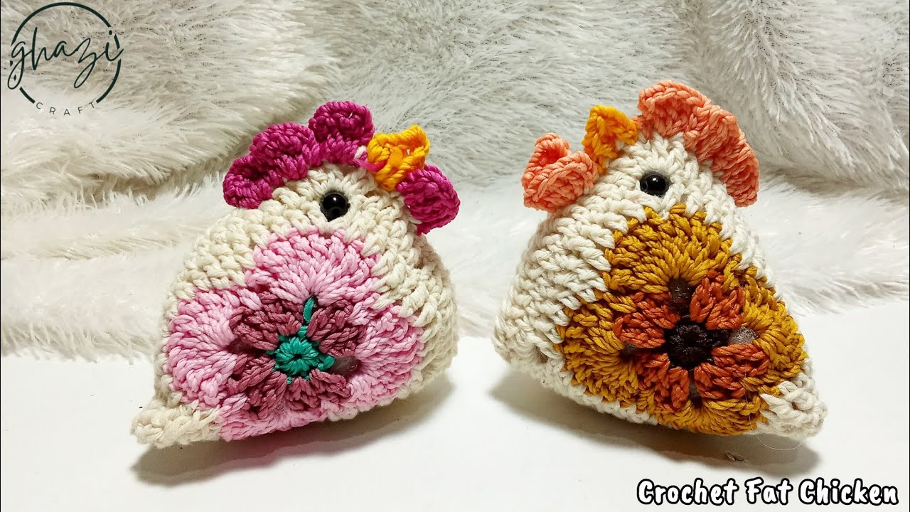 Crochet fat chicken using granny square / Chicken Flower Granny Square