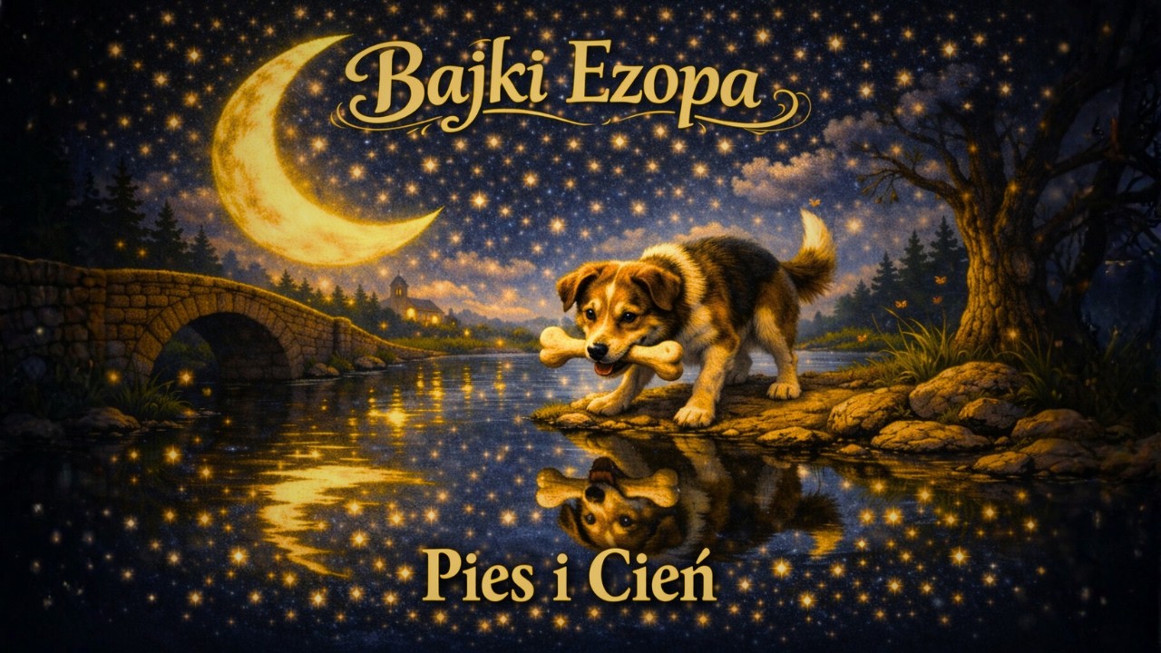 🌙📖 Pies i Cień – krótka bajka Ezopa z morałem