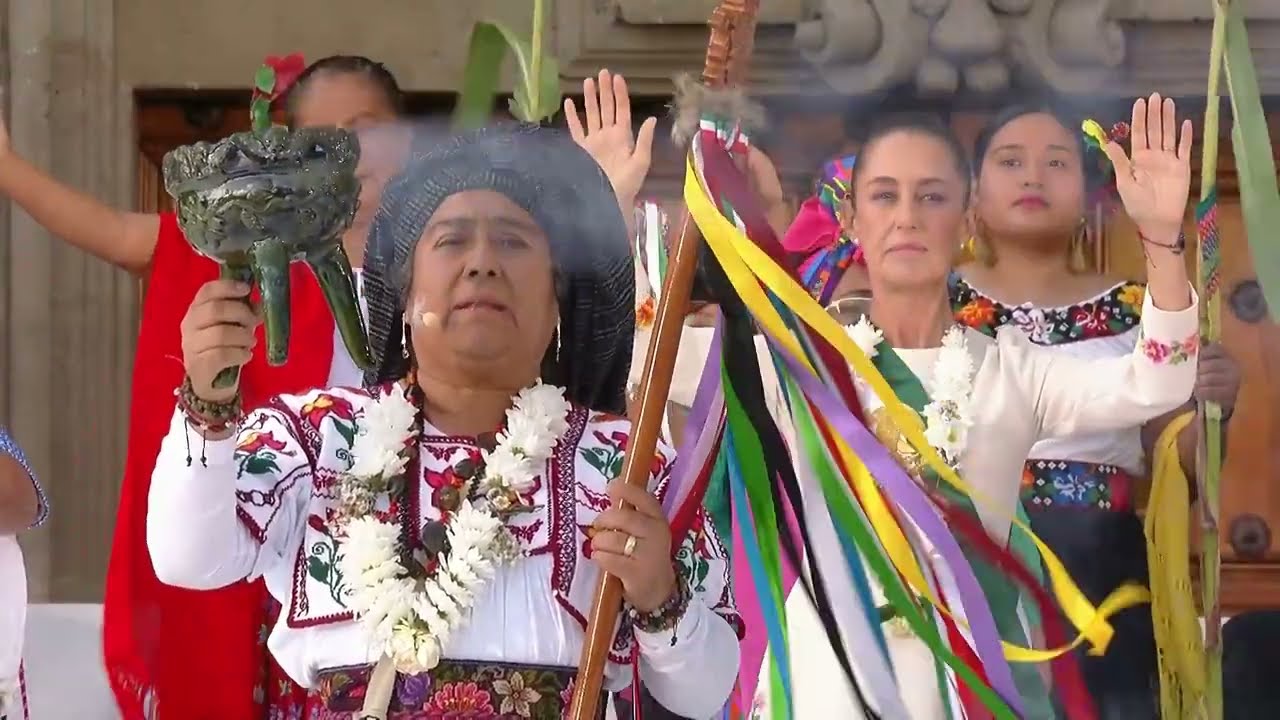 Entrega del bastón de mando y cien compromisos de la presidenta de México, Dra  Claudia Sheinbaum