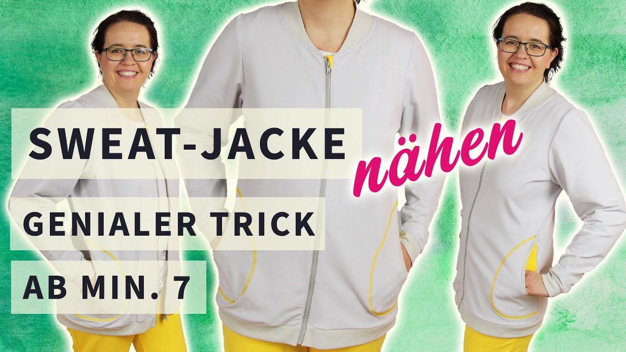 Sweatjacke n&auml;hen mit Reissverschluss | Schnittmuster Sweatjacke Sally