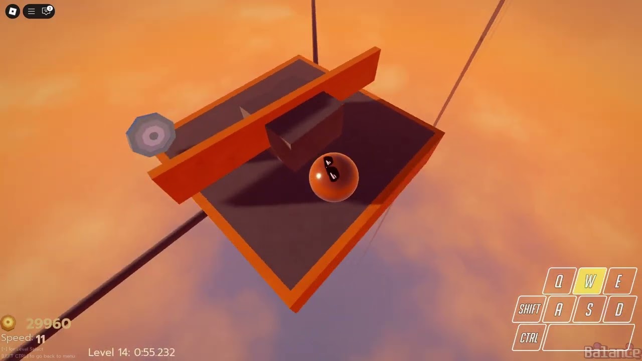 Roblox Balance Level 14 [Curvy Ways] full run