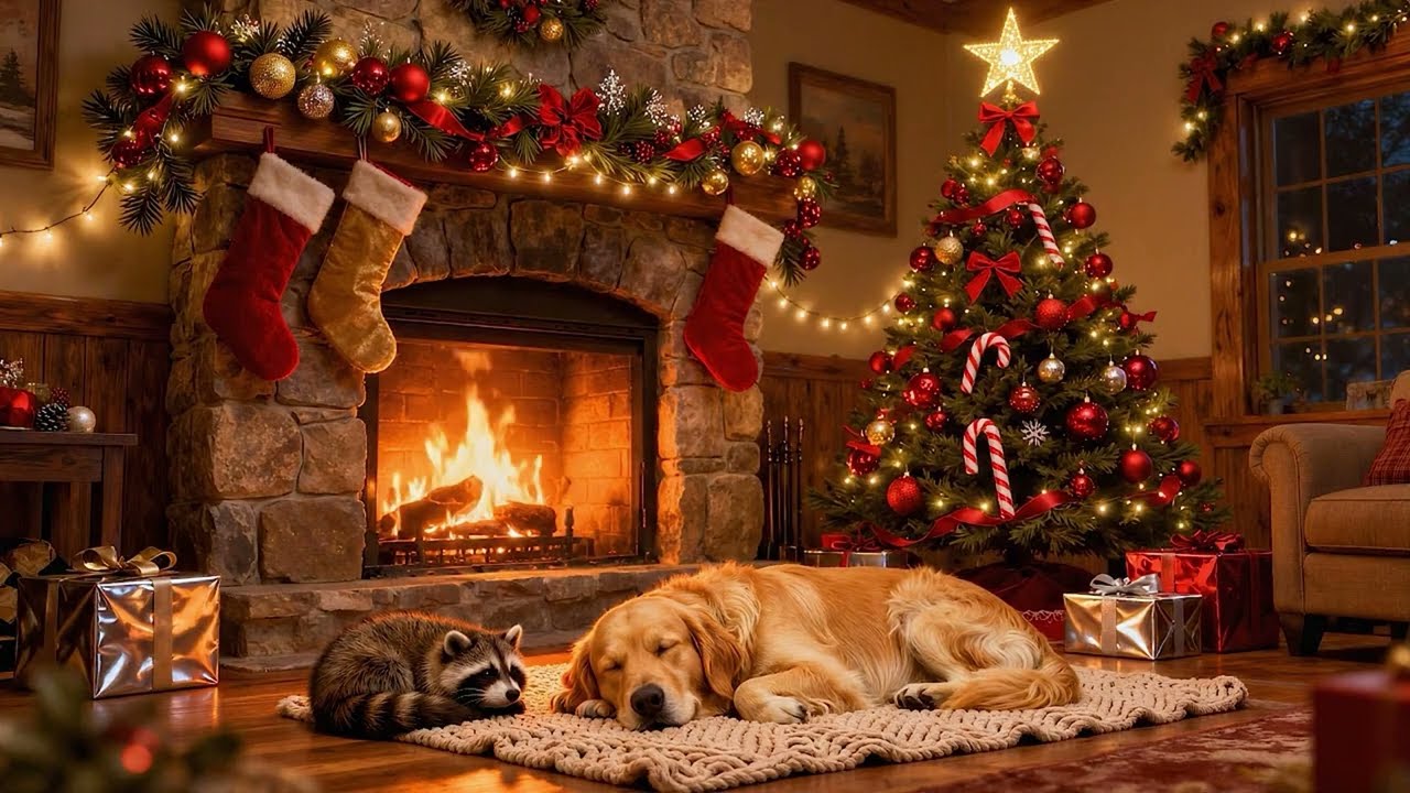 Christmas Ambience – Warm Fireplace & Snowy Cabin – Soul Jazz Piano for Relaxing Winter Nights