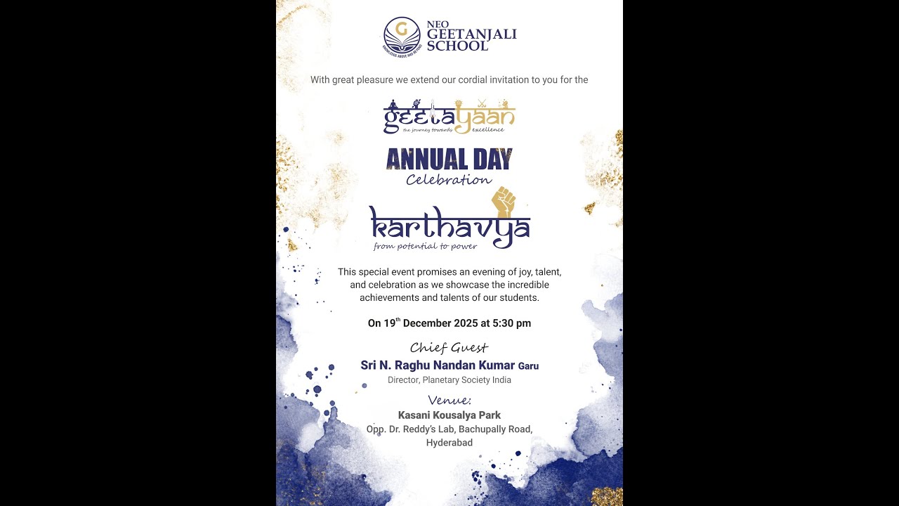 NEO GEETANJALI SCHOOL || ANNUAL DAY Celebrations || On 19th December 2025 at 5:30 pm || #netha