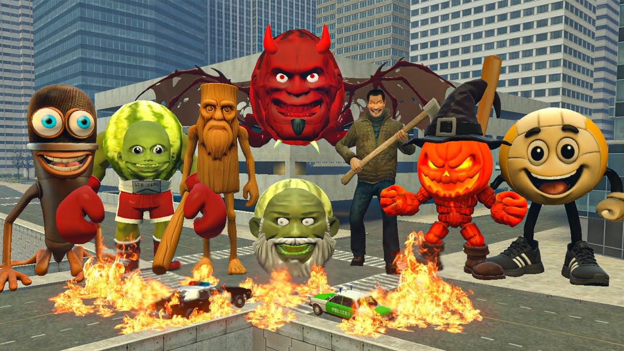 All Lin Gang Melon Cursed Monsters And Tung Tung Tung Sahur Attack Me Golden City in Garry`s Mod