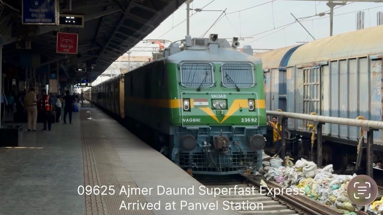 09625 Ajmer–Daund Express | Panvel to Pune Junction Full Journey 🚆 | Arrival & Departure Views