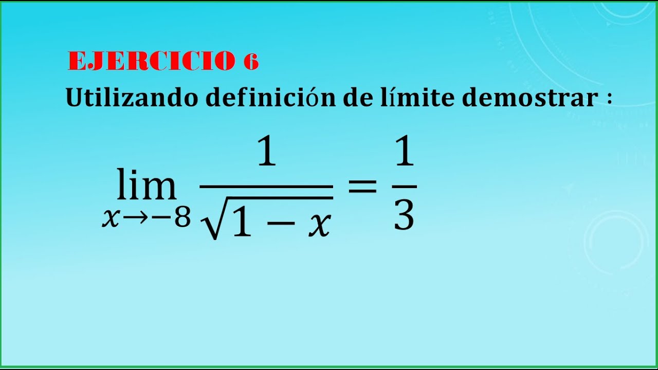 Demostración de límite con ÉPSILON Y DELTA procedimiento un poco diferente ( ejerci 6)