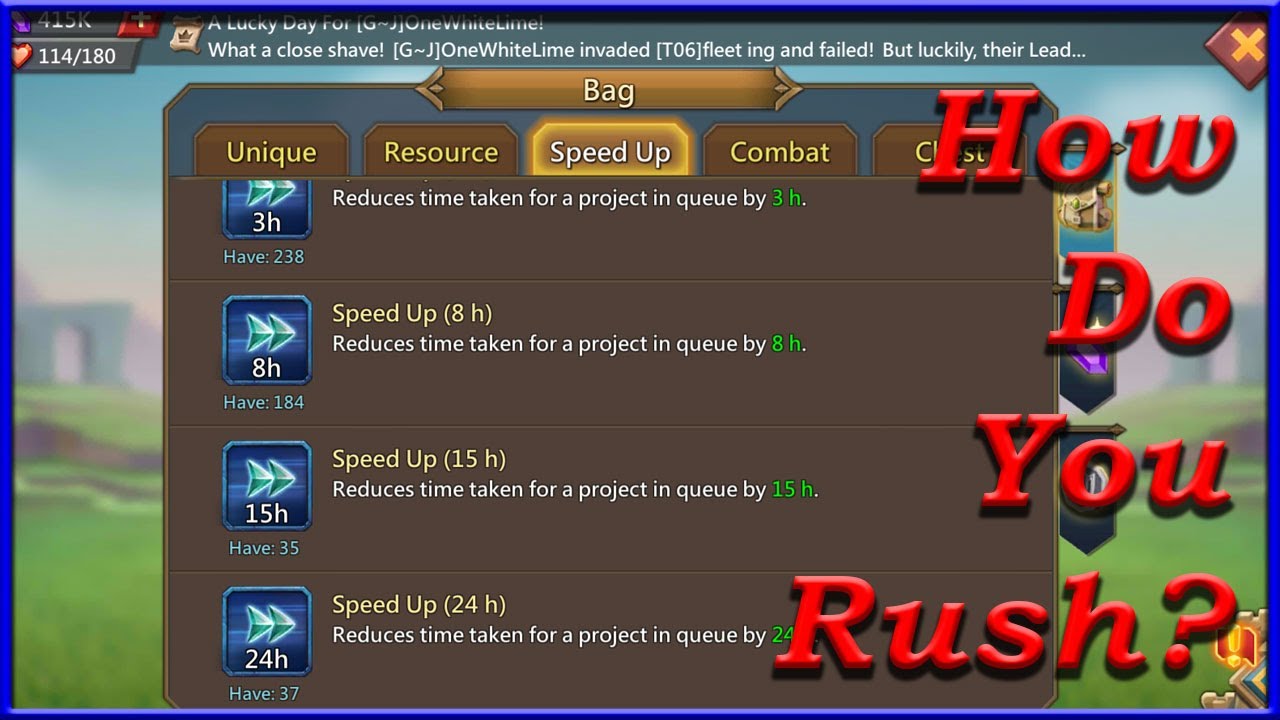Best Way To Use Your Speed Ups | How Do Use Rush? Lords Mobile