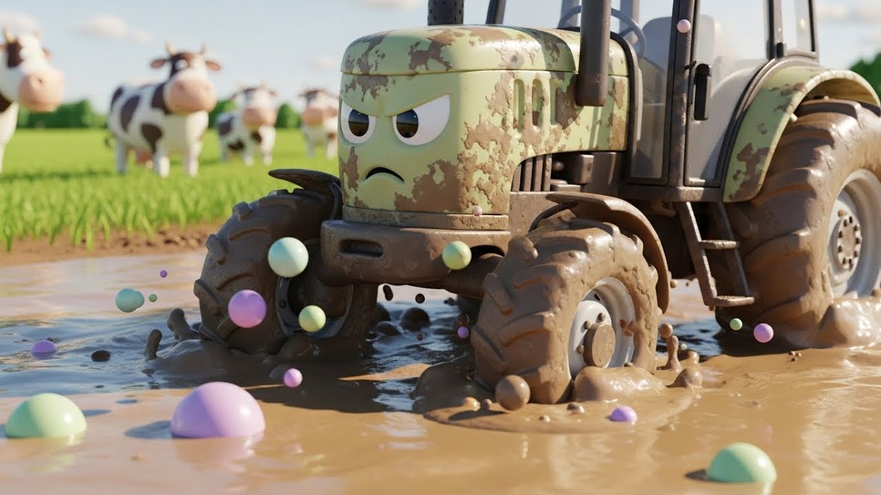 Забавный трактор, застрявший в пузырчатой ванне 🚜🫧😂 | мультфильм для детей и весёлые приключения